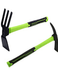 Heavy Duty Garden Hoe And Hand Rake Set With Non Slip Handles Including A Handy Pick Axe For Digging Weeding Cultivating Yard Lawn Farm