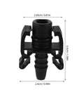 Heavy Duty 2 Pack Heater Hose Connector Plug And Play Fitting for Radiator Coolant Outlet, 3.5cm tall, black plastic.