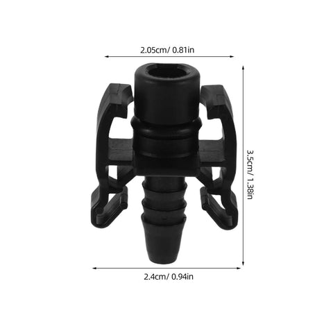 Heavy Duty 2 Pack Heater Hose Connector Plug And Play Fitting for Radiator Coolant Outlet, 3.5cm tall, black plastic.