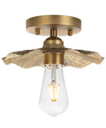 Vintage Metal Ceiling Light Fixture With Brass Finish, Split Flower Design, Industrial Flush Mount Lighting for Retro Vibe