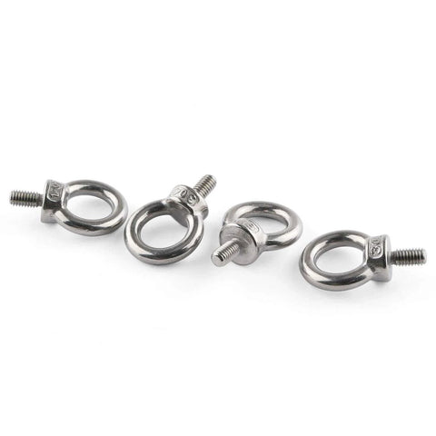 Four-piece view of Six Piece M6 Eyebolt Set With M6x12 Thread Shoulder Lifting Ring Eyebolts 304 Stainless Steel With Nylon Lock Nuts For Machinery