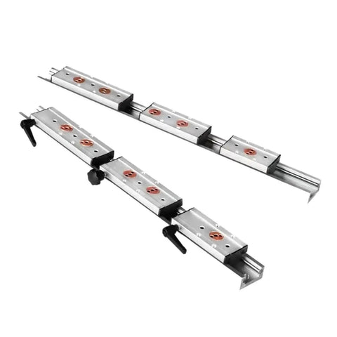 No Sweat Dual Axis Roller Linear Guide Rail Kit For Woodworking Benches Featuring Sgb10 Glide Blocks and Tough Aluminum Rails, close-up view.