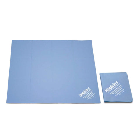 Antimicrobial Bag Barrier for Medical Bags and On The Go Workstations, Latex Free Reusable Shield That Kills Microorganisms, Easy Wipe Cleanup, Keeps Your Workspace Clean and Hygienic for Med Pros and Clinicians. Blue folded and open barrier set