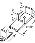 Heavy Duty Dark Brown Bypass Door Guide One Inch Tall With Fully Adjustable Bottom Mount, detailed dimensions and design features.