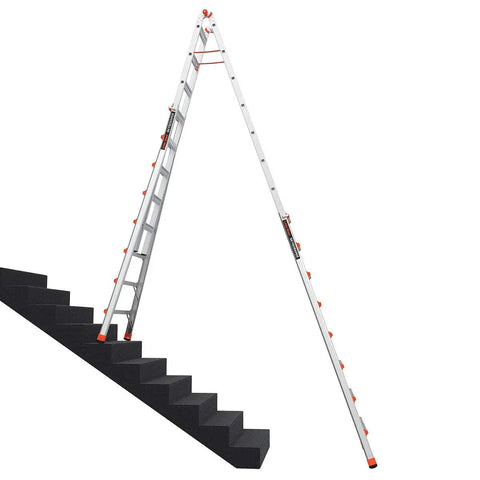 Rock Solid 15 Ft Adjustable Extension Stepladder Built For Stairs Stadium Seats And Sloped Surfaces Tough As Nails Aluminum A Frame Platform Easy Fold Storage Big Time Safety Pro Shop Staple