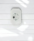 Vinyl Siding Mount Block With Built In Electrical Box For Outdoor Light Mounting UL Listed 4 Inch And Lap Siding Compatible Quick Easy Install 6.9 Inch Wide By 10.2 Inch High Single Pack on white lap siding
