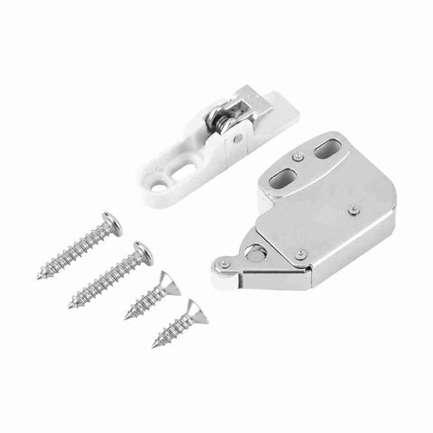 Heavy Duty Push To Open Cabinet Lock With Auto Release Spring For Kitchen Bedroom Cupboard Doors Easy Install Touch Catch Latch components with screws.