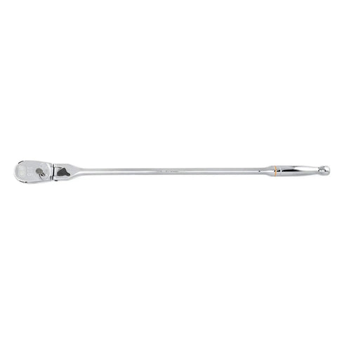 Automotive 90-Tooth Ratchet Wrench with Teardrop Low-Profile Head and Locking Flex Head, chrome finish