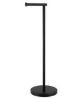 Zero Fuss Freestanding Toilet Paper Holder Stand In Classic Black With Heavy Duty Weighted Base For Smooth Easy Reach Setup.
