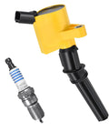 Yellow Ignition Coil Pack Set Of 10 DG508 Curved Boot For Motorcraft Spark Plug SP479 Delivers Power Gains And Smoother Idle Fits Ford F150 F250 E150 Expedition Lincoln Replacement For FD503 DG457 C1417.