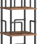Solid Five Tier Freestanding Swivel Corner Bookshelf With Slick 360 Spin Rustic Industrial Storage Rack on a white background.