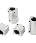 Set of four aluminum linear bearing blocks with round bore for SCS/U rails, for CNC routers and 3D printers