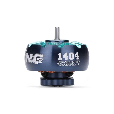 Front view of XING2 1404 FPV Brushless Motor 4600KV for 3S4S Toothpick Racing Drones with 1.5mm shaft, 3 inch prop compatibility.