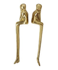 Dope Abstract Figurine Brass Cabinet Handles Set For Wardrobe And Cupboard gold finish decorative drawer pulls close-up