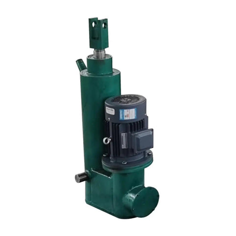 High Speed 48V And 12V Electric Linear Actuator Featuring Smooth Hydraulic Motor Design For Rock Solid Industrial Automation and Hella Precise Motion Control Systems, green metal unit with motor.