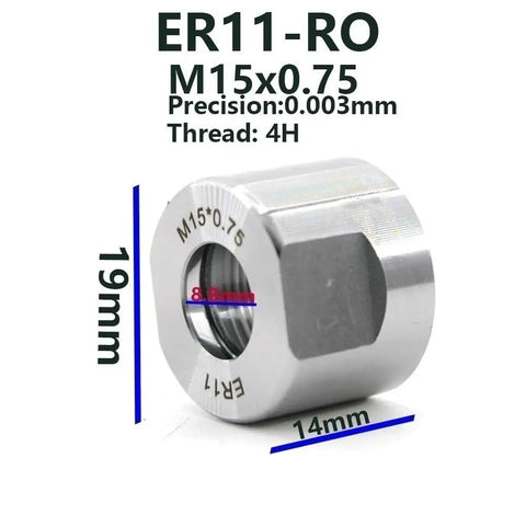 Heavy Duty Er11 Clamping Nut Crafted From Top Grade Steel For Rock Solid Grip And No Sweat Installation On Lathes Or Milling Machines With Precision Threads That Crush Every Job, showing dimensions and threading details.