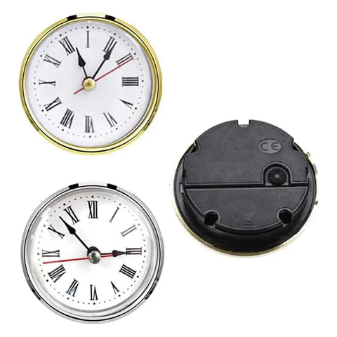 4 Piece Clock Parts Kit for Resin Mold and Epoxy Casting with gold and silver clock faces and back view.