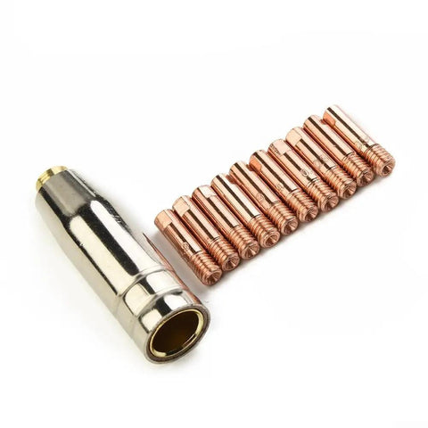 Pro-Grade 0.9mm MIG Welding Nozzles M6 Fit MB-15AK Torch Pack Of 12 Brass Tips With Tube Holder Insert