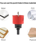 Raxmolo Heavy Duty Hole Saw Kit For Metal Wood And Plastic Drilling With 19 To 68mm Bi Metl Blades Including Multiple Sizes For Installing Locks And Knobs Perfect For Home Reno Projects on metal, PVC, wood and plywood