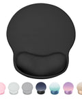 Black ergonomic gel wrist rest mouse pad with non slip base, 10.6 by 9 inch, for laptop and computer, pain relief and carpal tunnel prevention.