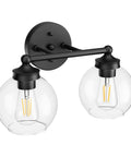 Industrial Vanity Light Fixture With Two Light Vintage Matte Black Bathroom Lighting Globe Clear Glass Shades Farmhouse Wall Sconces Modern Rustic Sconce Lighting For Bath