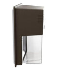 Side view of 7 Inch Mini LED Wall Pack Outdoor Light Fixture With 3 Way Selectable CCT 3000K 4000K 5000K Adjustable Lumens Dusk To Dawn Photocell MVOLT Bronze Finish 18 In 1 Configurable Exterior Wall Light Built Tough For Security