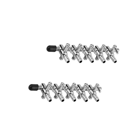 Premium Copper Nickel Plated Aquarium Air Valve Five Way Inline Manifold Flow Control Splitter With Adjustable Lever For Fish Tank two pack view