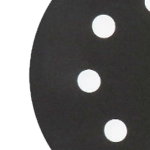 Get A-Grade Silicon Carbide Hook And Loop Sanding Discs With 8 Holes For Fast Wood And Metal Grinding, Includes 200 Pieces Of Durable 5-Inch Pads showing black sanding disc with 8 holes.