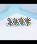 Right-Handed DNA Double Helix Enamel Pin, 1.3 Inches Tall, Bold Color Block Design for Lab Coats, Backpacks, and Jackets