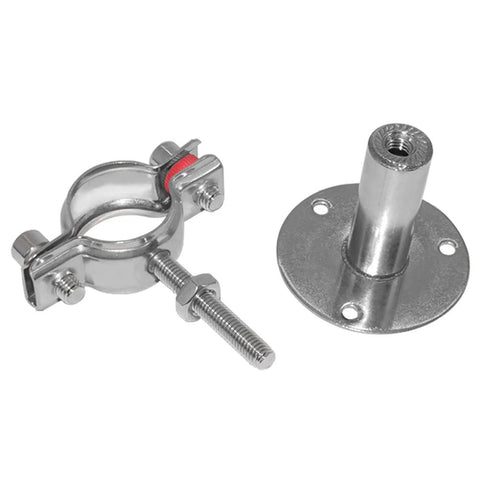 Beduan stainless steel pipe strap clamp set for 19–21 mm pipes with adjustable bolt and mounting flange