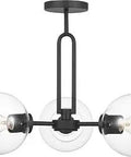 Codyn 3-Light Semi Flush Mount In Midnight Black With Clear Glass Shades 180 Total Watts Modern Ceiling Fixture overhead view