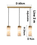 Marble Pendant Light E27 Home Modern Minimalist Decorative Lamps 3 Head Adjustable Hanging Lamp Living Room Dining Room Bedroom,for Restaurants, 3 cylinder shades, gold accents, 60cm width, adjustable height