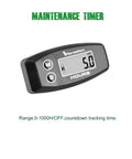 Vibration Hour Meter IP67 Waterproof With Adjustable Sensitivity Low Medium High For Gas And Diesel Equipment, Tracks Total Hours And Resettable Job Hours, Helps Plan Maintenance And Service Intervals. Black vibration hour meter with M and S buttons, 5.0 display.