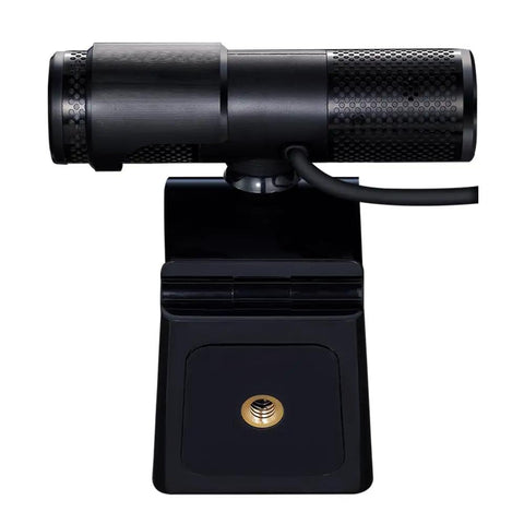 Top Tier 1080P Usb Webcam With Slick Privacy Shutter Dual Onboard Mics For Live Streaming Video Calls Gaming And Remote Hustle Quick Plug And Play Ready Setup from above showing black design and mounting base.