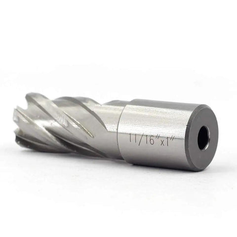 Heavy Duty Annular Cutter With Weldon Shank Made For Magnetic Drills And Shop Mills Built Rock Solid Out Of Premium High Speed Steel with a 11/16in cut diameter.