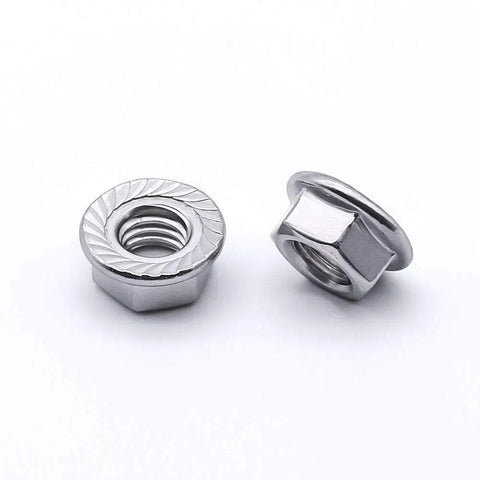 10-24 UNC Serrated Flange Hex Lock Nuts In Durable 304 Stainless Steel That Fights Vibration And Loosening For Machinery Auto And DIY Projects