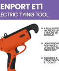 No Sweat Battery Powered Electric Plant Twist Tie Machine For Rapid Trellising And Crop Training Heavy Duty Hand Held Grower Tool for vineyards, showing ergonomic design.