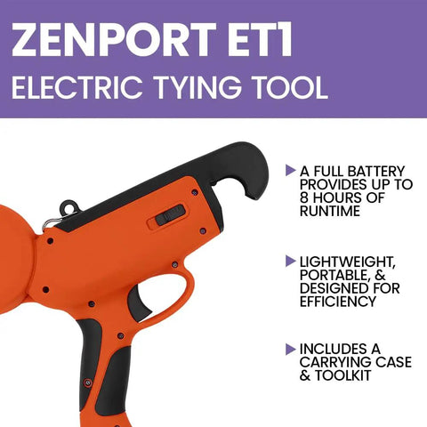 No Sweat Battery Powered Electric Plant Twist Tie Machine For Rapid Trellising And Crop Training Heavy Duty Hand Held Grower Tool for vineyards, showing ergonomic design.