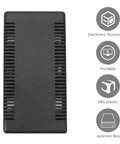 Heavy Duty Black ABS Project Junction Box Kit With Snap Cover Design for Power Supply, LED Circuit Boards And Electronics Projects To Keep Dust Out And Protect Wiring Easily, front view.