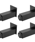 Aluminum Adjustable Furniture Feet Set, 4 Pcs Black Square Base, 100mm And 120mm, Anti Slip Protectors, DIY Ready Install
