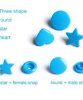 360 Sets Size 20 T5 Round Star Heart Plastic Resin Snaps Poppers Closures For No Sew Crafts And Cloth Projects With Durable Storage Container