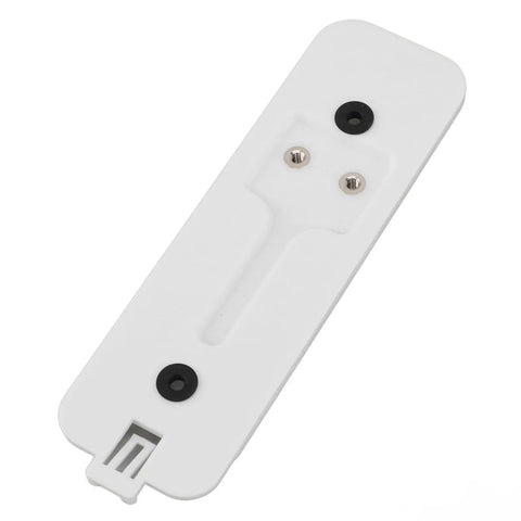 Video Doorbell Back Plate White Plastic Wall Mount Replacement With Mounting Kit And Screws shown from top angle