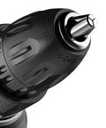 Close-up of the Rugged Cordless Impact Drill And Electric Hand Screwdriver With Rechargeable Lithium Battery's chuck and release mechanism.
