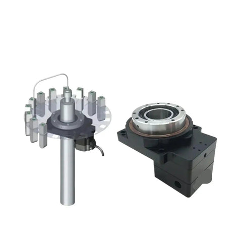 Solid Build CNC Hollow Rotating Table With Plug And Play Cam Indexer Drivetrain, side view with cam indexer components.
