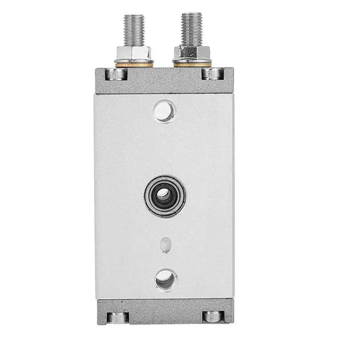 Front view of Built Tough 15mm Rotary Pneumatic Cylinder with 180 Degree Rotation, M5x0.8 Thread, aluminum alloy body, compact size.