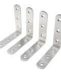 Badass Heavy Duty 304 Stainless Steel L Brackets 3 X 3 Inch Corner Braces four pack with multiple screw holes for mounting.