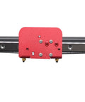 Front view of X Axis MGN12C Linear Rail Kit With Aluminum Fix Plate Bracket Upgrade For Budget Desktop 3D Printers Red Bracket Finish Boosts X Axis Precision And Reduces Distortion No Rail Included Easy Bolt On Install showing red aluminum bracket and rail mount.