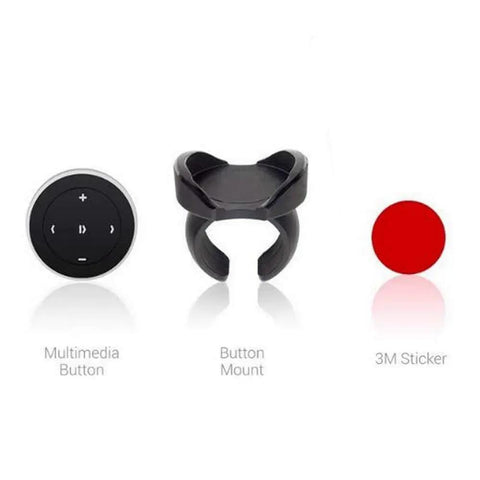 Wireless Bluetooth Car Media Button With Steering Wheel Remote Easy Music Play Pause Skip Volume Control Works With iOS And Android Car Kit Receiver CR2032 Battery Included multimedia button, button mount, and 3M sticker