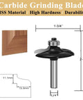 Dope 1/4 Inch Shank Router Bit Set For Door And Drawer Front Edging featuring carbide grinding blade dimensions and profile.