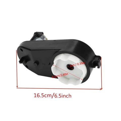 Kids Ride On Gearbox With DC Motor For 6V 390 Motor 18000 RPM High Torque Drive Replacement Part, black plastic housing